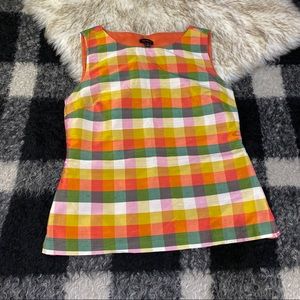 Talbots Multicolor Plaid Tank Top - Orange, Pink, Green, Yellow